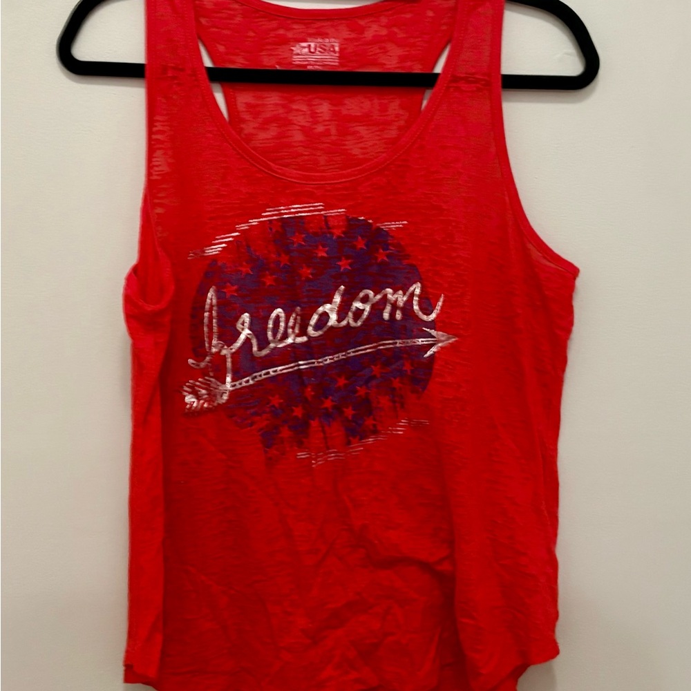 Red Freedom Graphic Tank Top by MUSE